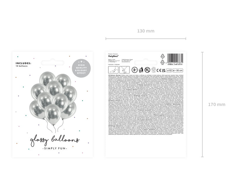 10 Stk. Luftballon Ø30cm "Uni Glossy" | Silber