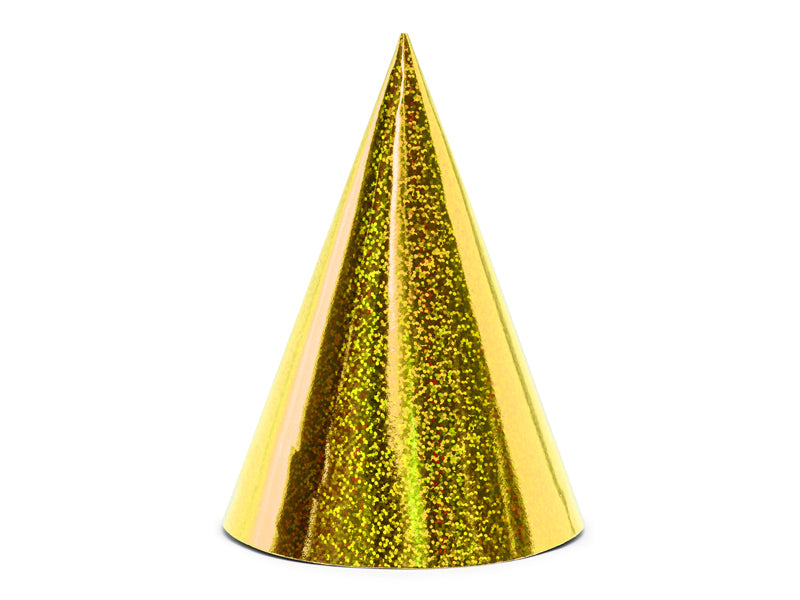 PartyHut Holographic Gold 6Stk.