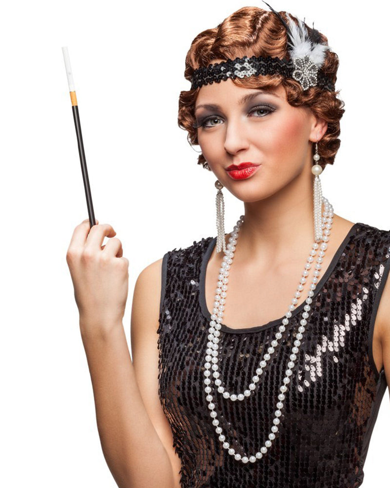 20er Jahre Charleston Kostümset "Flapper" 5-tlg. - 414045 | Schwarz Weiß