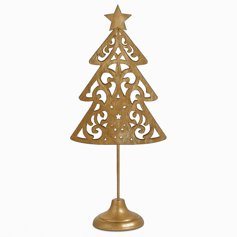 Deko Weihnachtsbaum Metall gold | 41 cm hoch | Mit Stern | 15549