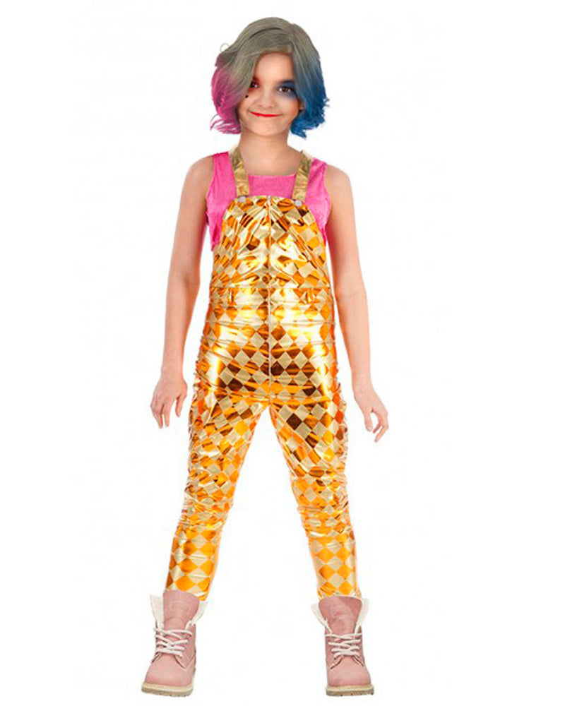 Clown "Harley" Verrückte Schurkin Kostüm für Mädchen | Gold Rosa