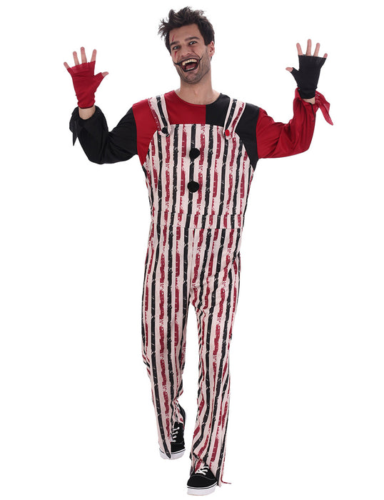 Halloween Horror Clown Anzug "Striped" - Herren Kostüm | Rot Schwarz