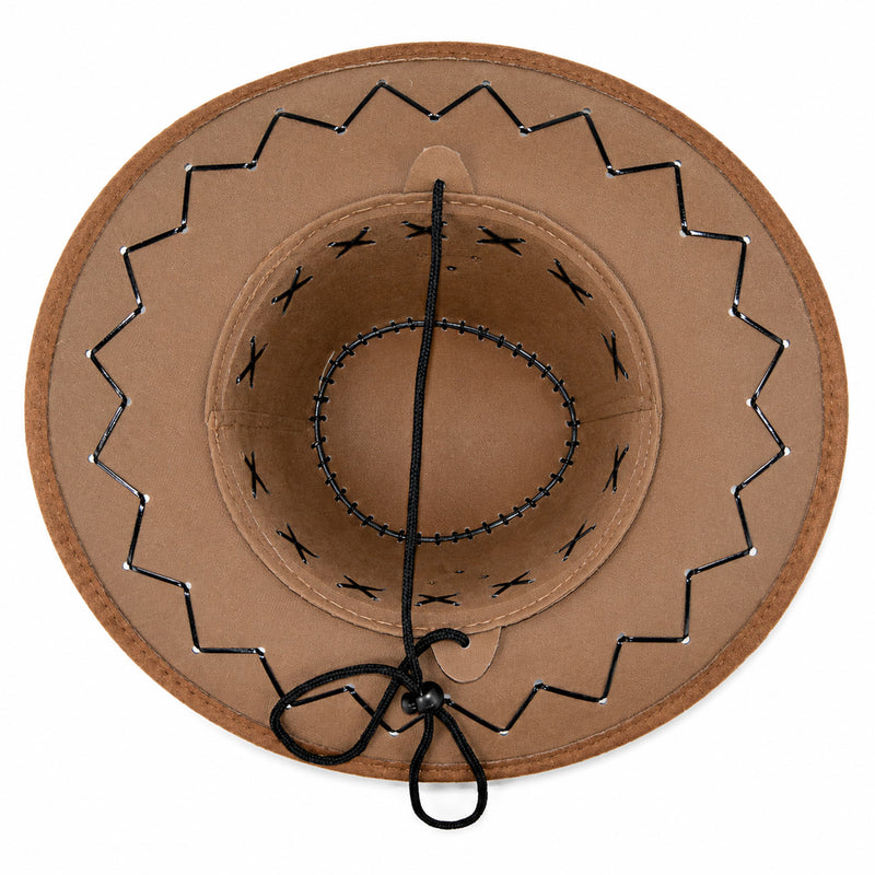 Kinder Cowboyhut mit Ziernähten | Braun
