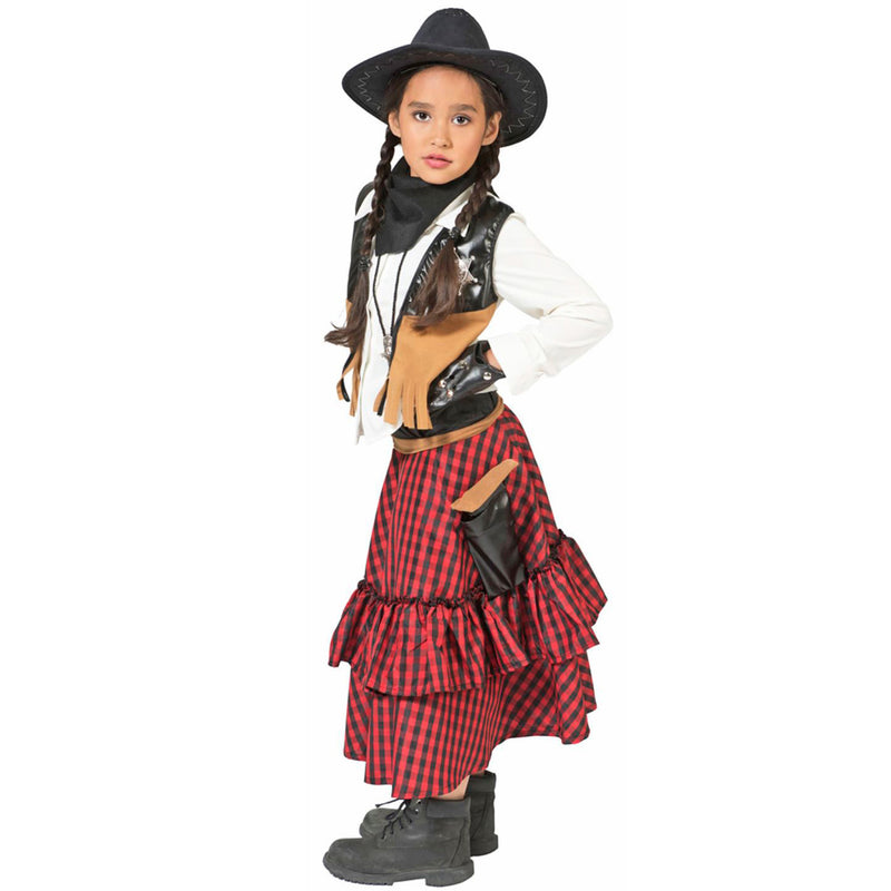 Cowgirl Kostüm "Austine" für Mädchen | Rot Schwarz