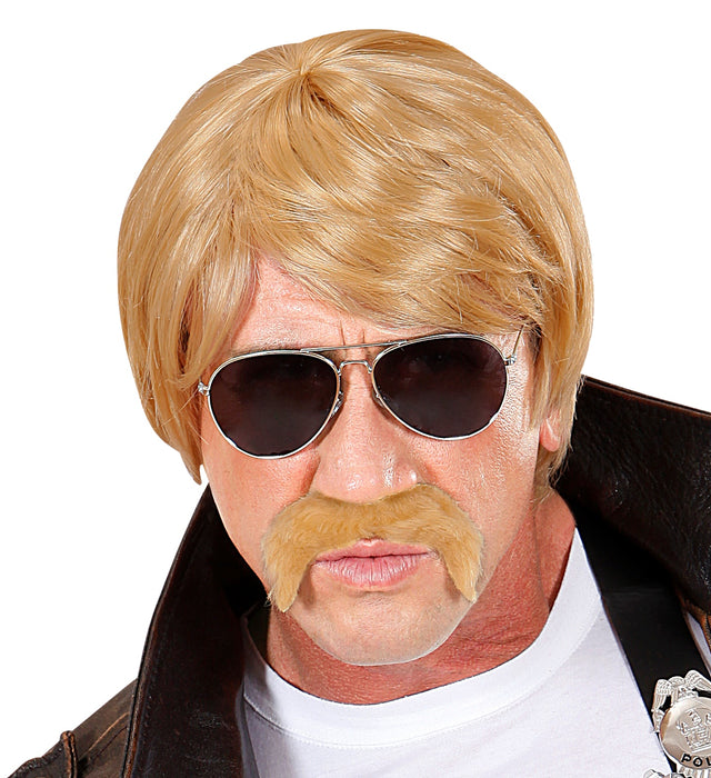 Herren Perücke "Geheimagent" mit Bart und Brille - Blond | 80er Jahre Party