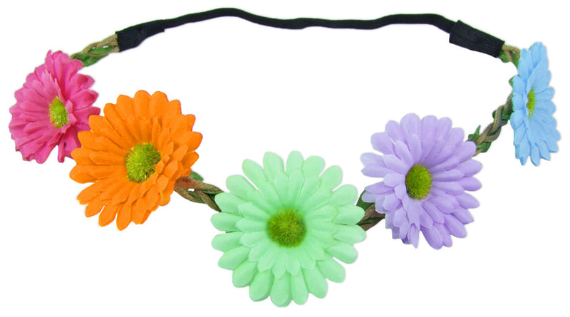 Hippie Set 3-tlg. - Margeriten Haarband, Peace Kette Lennon Brille | Braun