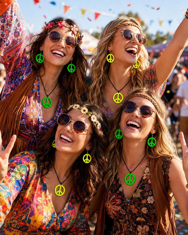 Hippie Peace Schmuck Set 3-tlg. | Gelb