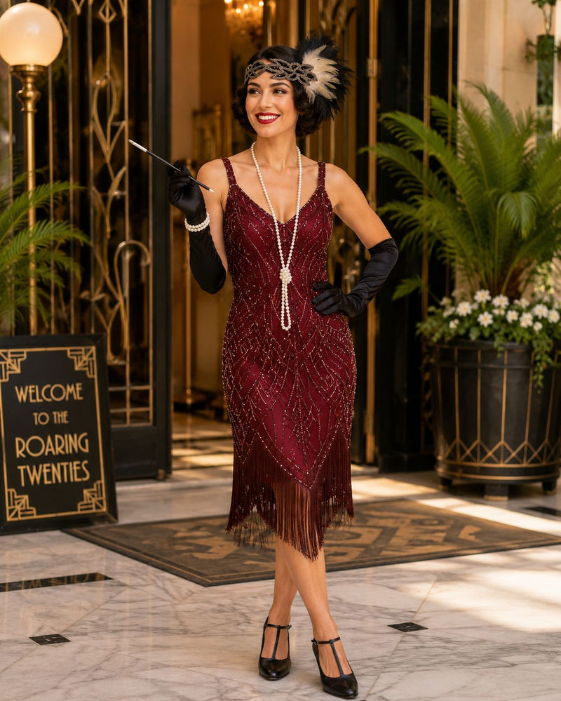 20er Jahre Charleston Set "Roaring" für Damen 5-tlg. - 414042 | Schwarz Gold