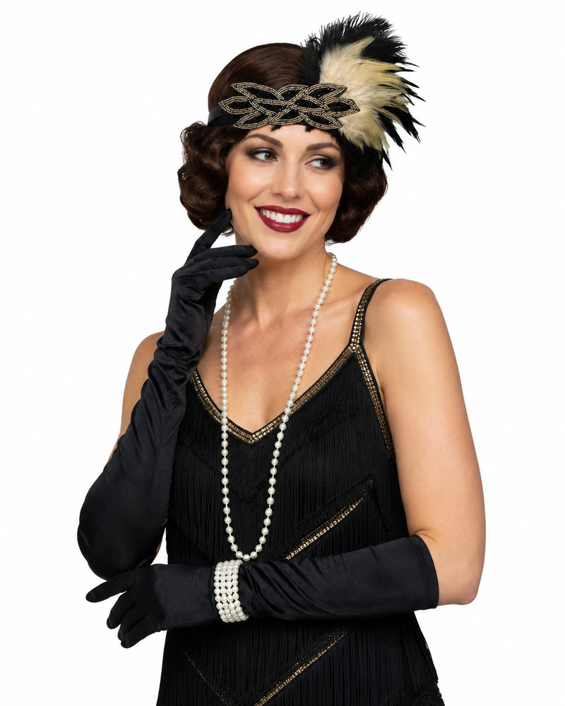 20er Jahre Charleston Set "Roaring" für Damen 5-tlg. - 414042 | Schwarz Gold