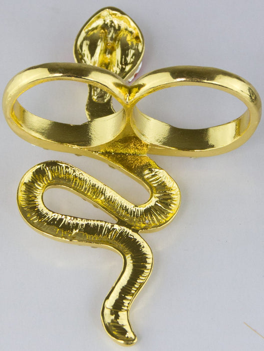 Zwei Finger Ring "Goldene Schlange" mit Strass zum Cleopatra Kostüm - Gold Rot