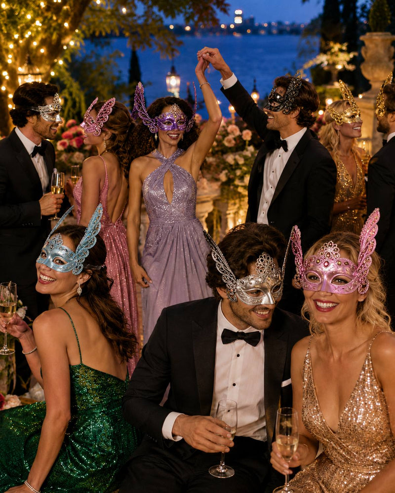 Augenmaske Florenz Silber mit Pailletten für Karneval & Maskenball