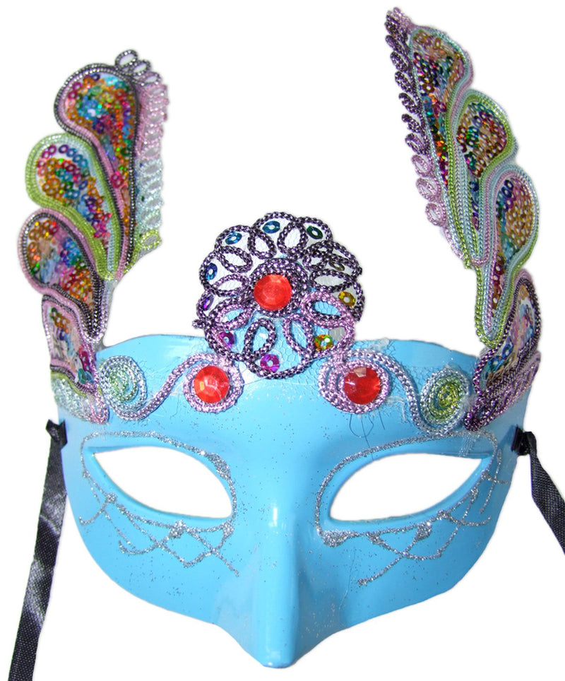 Augenmaske Florenz Türkis mit Pailletten für Karneval & Maskenball