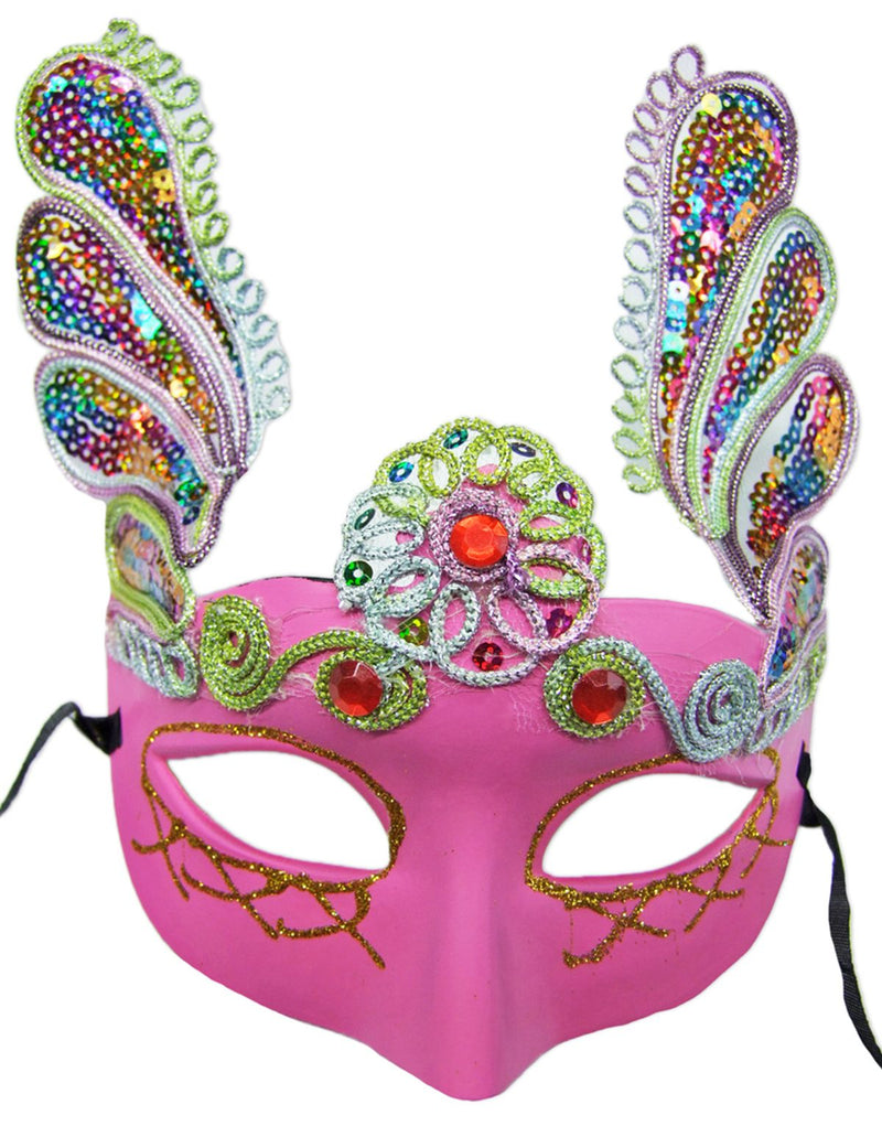 Augenmaske Florenz Pink mit Pailletten für Karneval & Maskenball