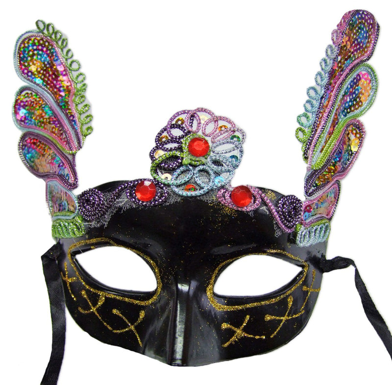 Augenmaske Florenz Schwarz mit Pailletten für Karneval & Maskenball