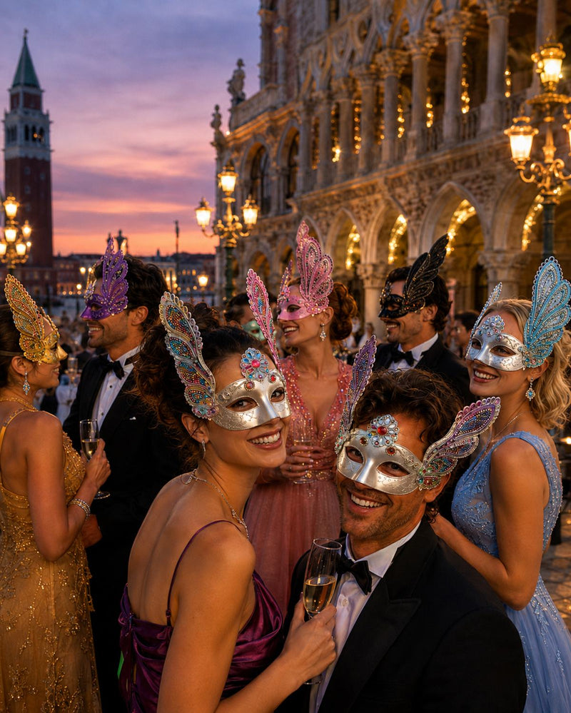 Augenmaske Florenz Pink mit Pailletten für Karneval & Maskenball