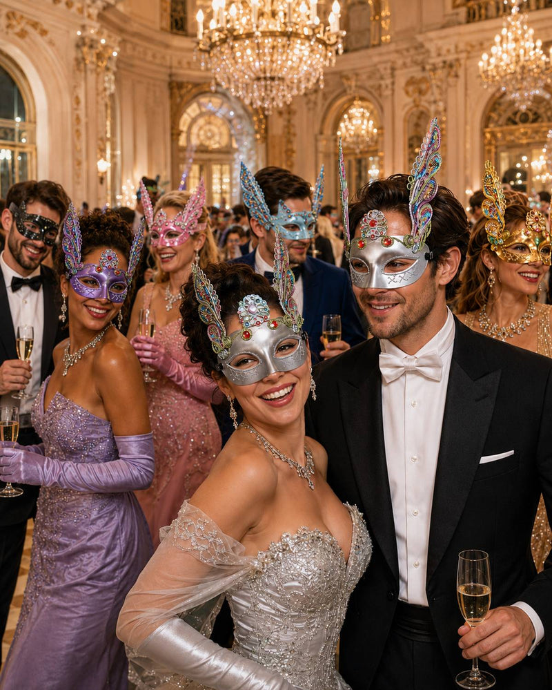 Augenmaske Florenz Türkis mit Pailletten für Karneval & Maskenball