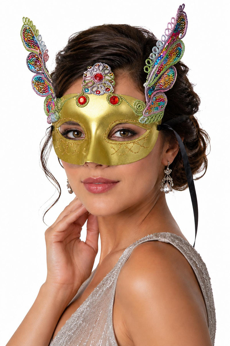 Augenmaske Florenz Gold mit Pailletten für Karneval & Maskenball