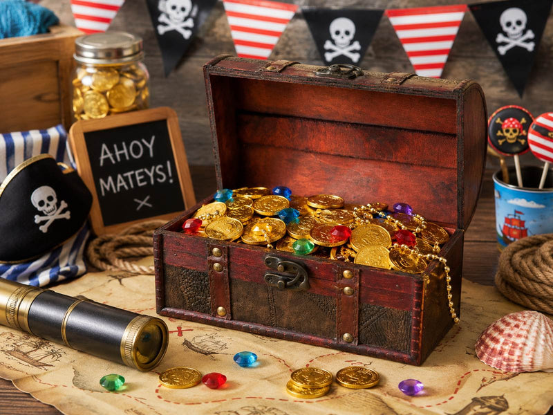 Schatzkiste Holz Piratentruhe Geschenkbox Aufbewahrungsbox 24 cm