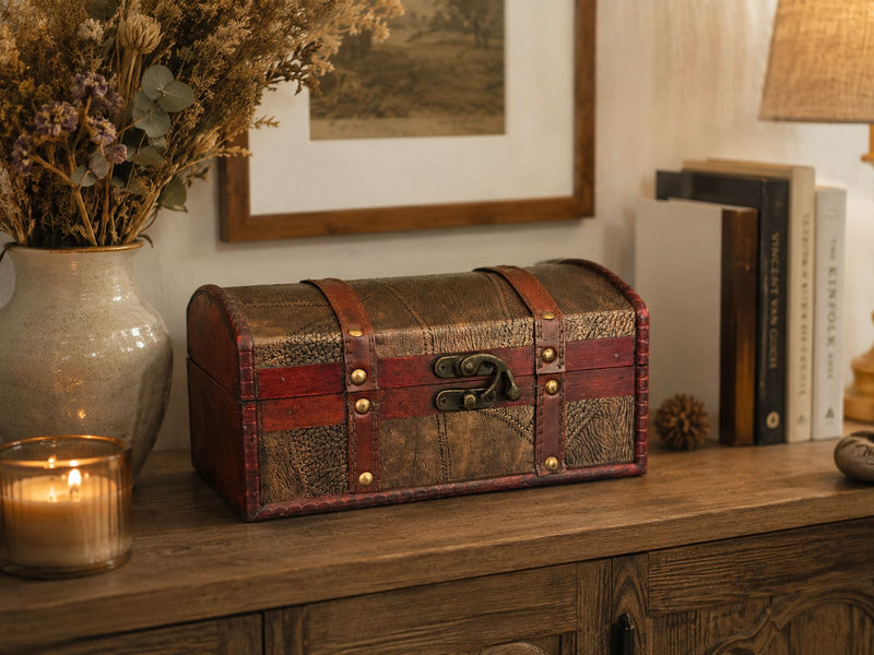 Schatzkiste Holz Piratentruhe Geschenkbox Aufbewahrungsbox 24 cm