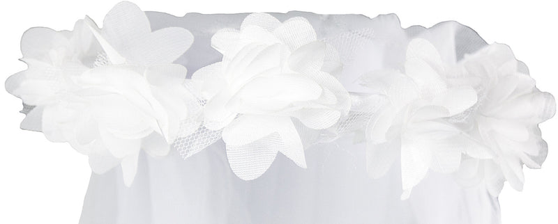 Brautschleier Haarkranz Ariane mit Blüten - Weiß