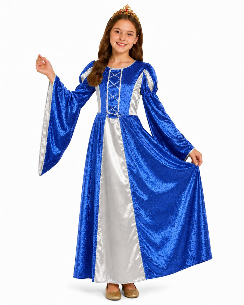 Burgfräulein Kostüm "Prinzessin Helena" für Mädchen | Blau Silber