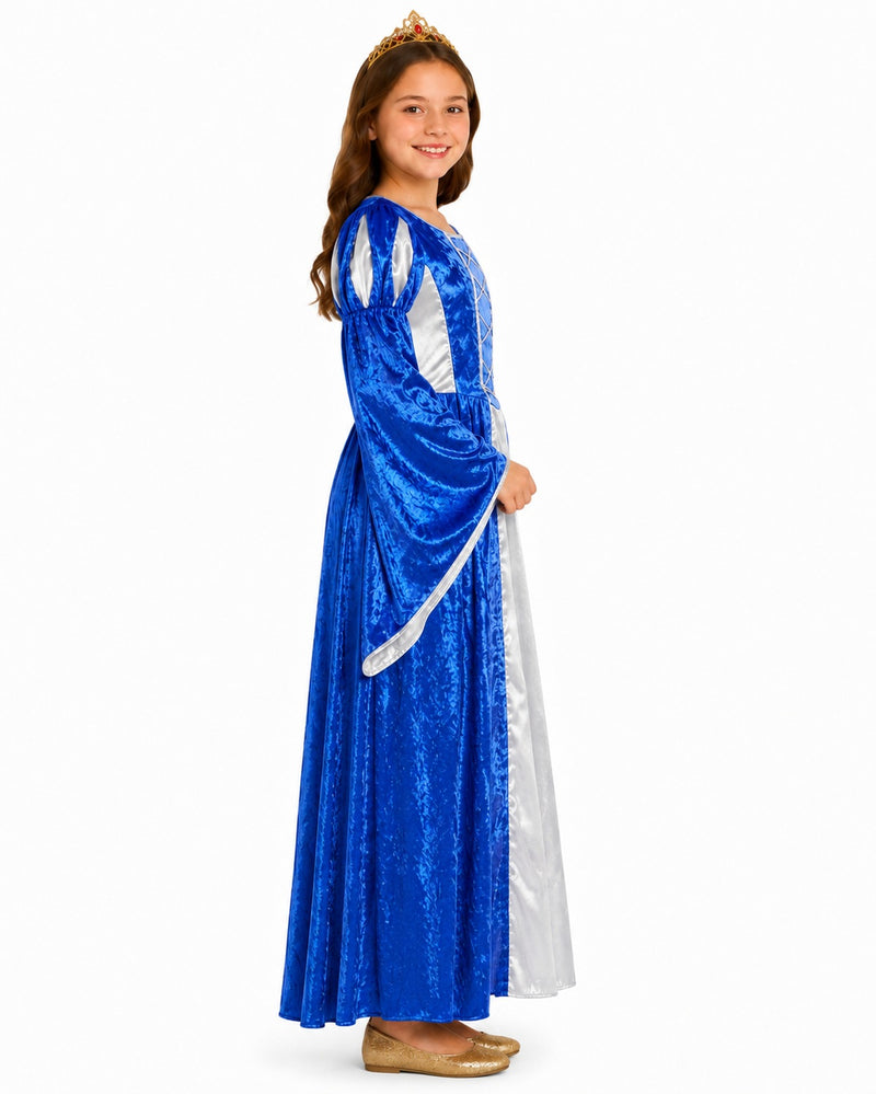 Burgfräulein Kostüm "Prinzessin Helena" für Mädchen | Blau Silber