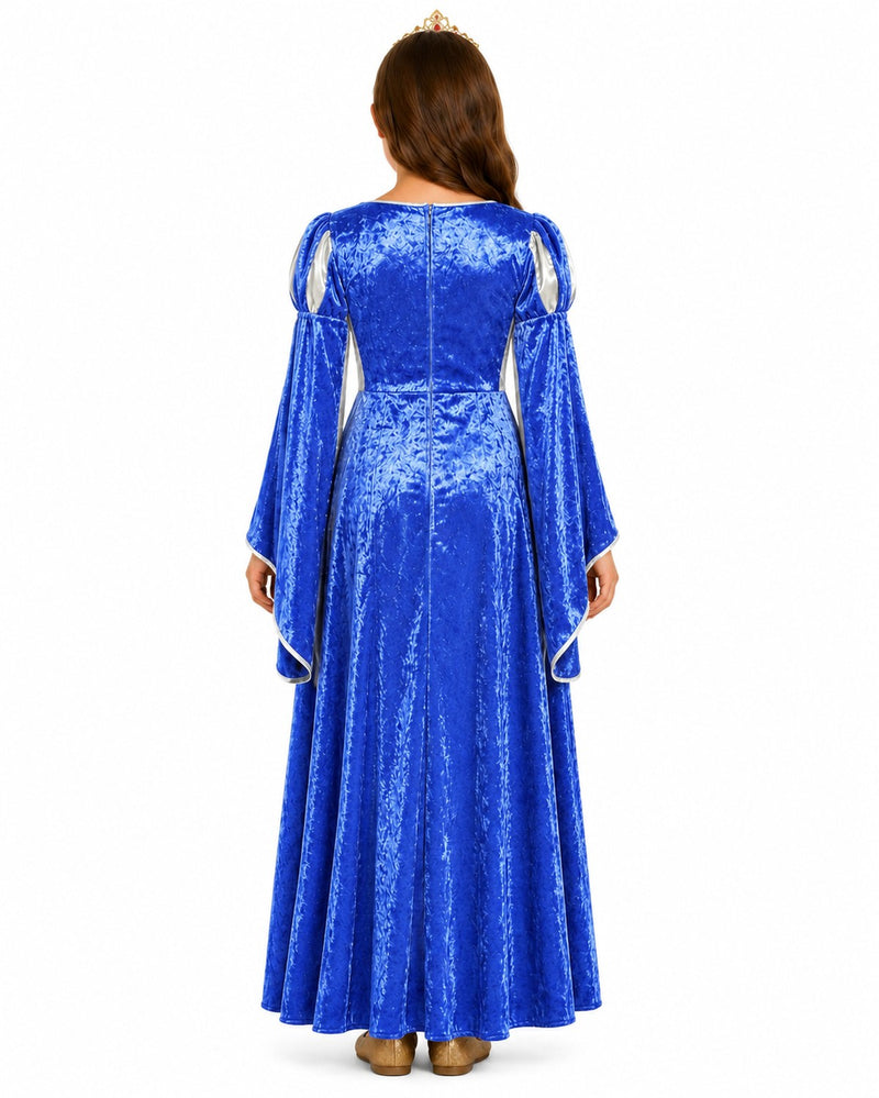 Burgfräulein Kostüm "Prinzessin Helena" für Mädchen | Blau Silber