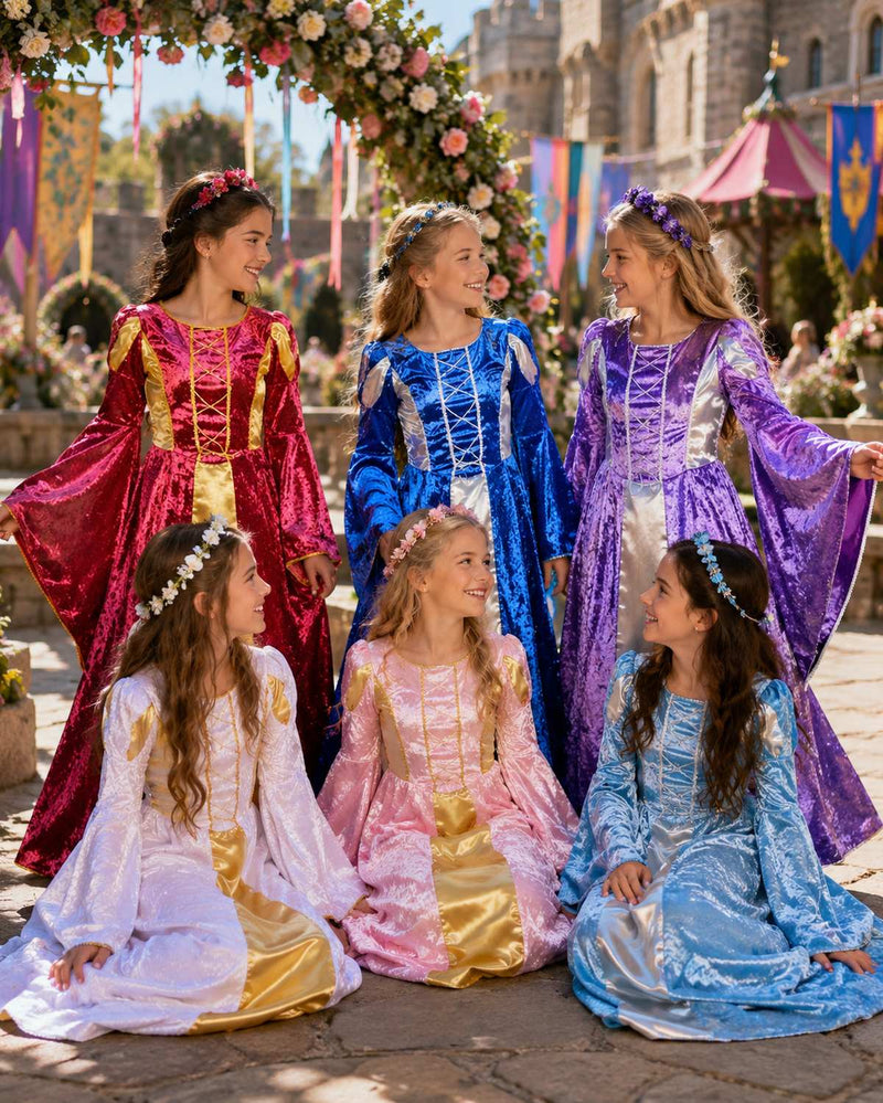 Burgfräulein Kostüm "Prinzessin Helena" für Mädchen | Lila Silber