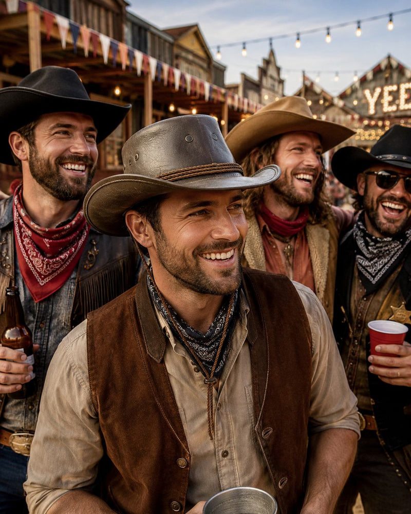 Cowboyhut John im Lederlook zum Western Kostüm - Braun