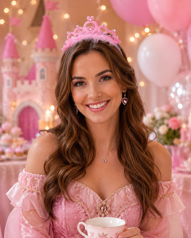 Haarreif mit Diadem zum Prinzessin Kostüm | Rosa