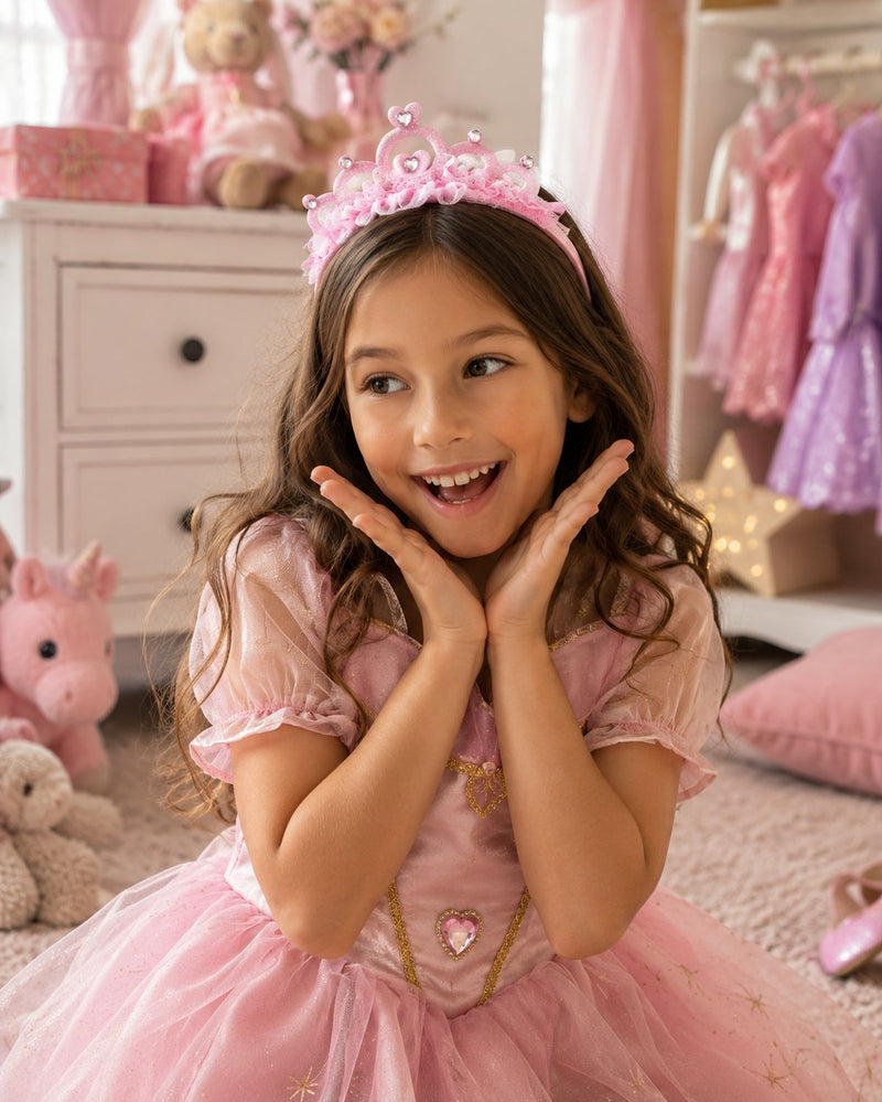 Haarreif mit Diadem zum Prinzessin Kostüm | Rosa
