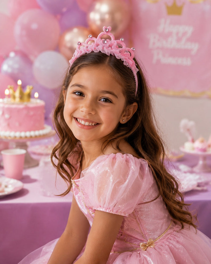 Haarreif mit Diadem zum Prinzessin Kostüm | Rosa