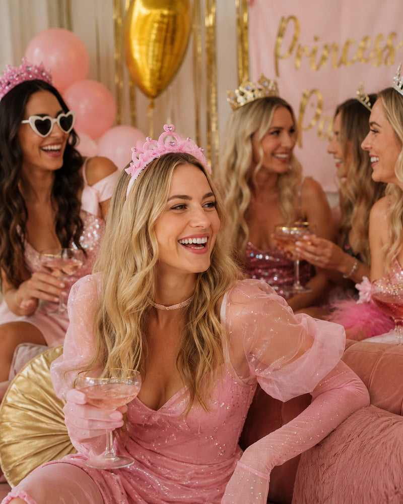 Haarreif mit Diadem zum Prinzessin Kostüm | Rosa