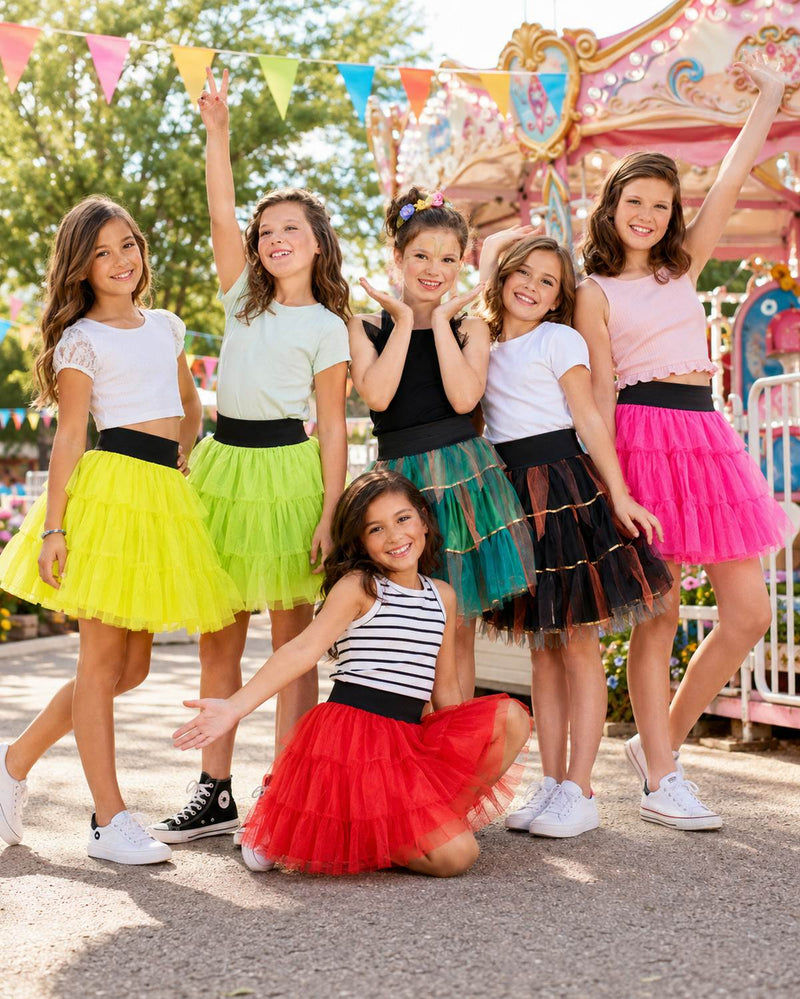 Fantasie Kostüm Petticoat Tüllrock für Mädchen - Neon Gelb