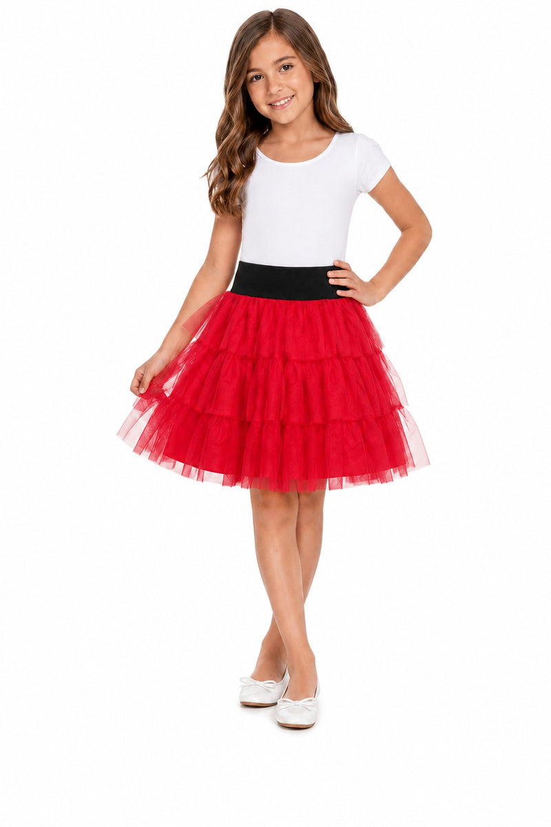 Fantasie Kostüm Petticoat Tüllrock für Mädchen - Rot