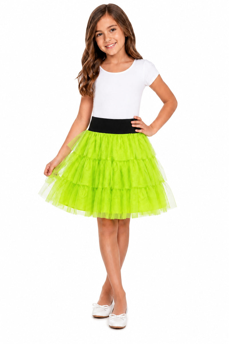 Fantasie Kostüm Petticoat Tüllrock für Mädchen - Neon Grün