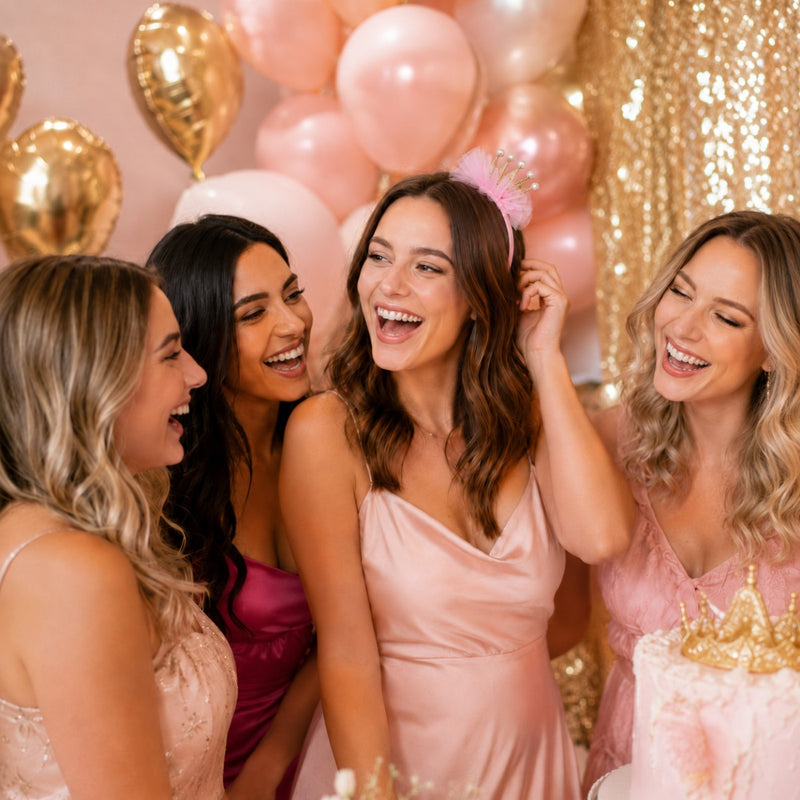 Haarreif mit Glitzer Krone und Perlen zum Prinzessin Kostüm | Rosa