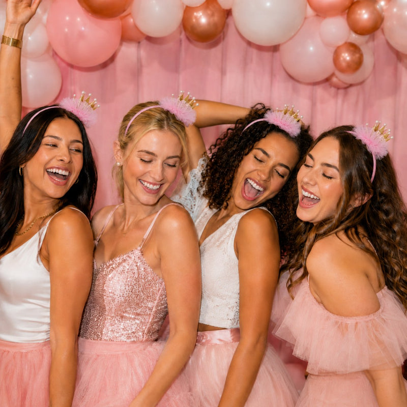 Haarreif mit Glitzer Krone und Perlen zum Prinzessin Kostüm | Rosa