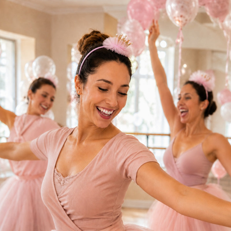 Haarreif mit Glitzer Krone und Perlen zum Prinzessin Kostüm | Rosa