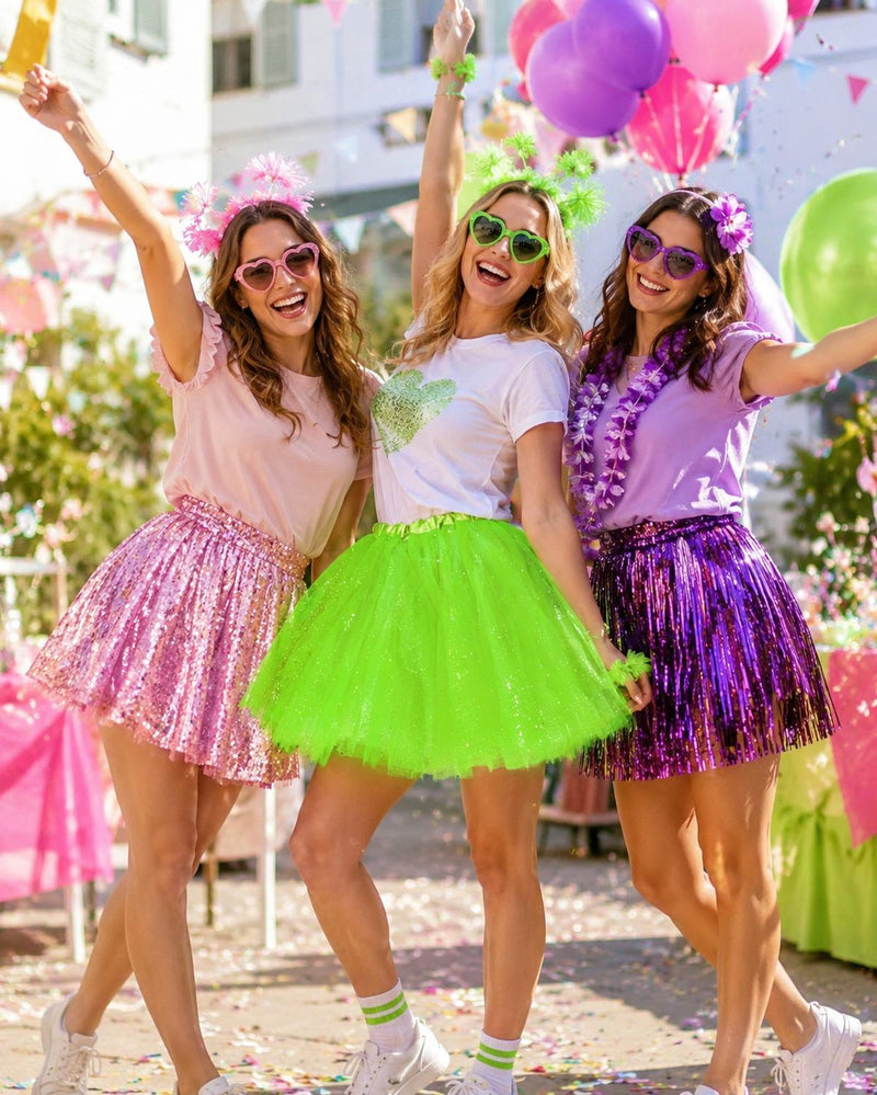 Glitzer Petticoat Tüllrock Damen 40 cm | Hellgrün