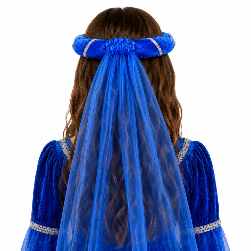Mittelalter Haarband "Rosalin" mit Schleier für Mädchen | Blau