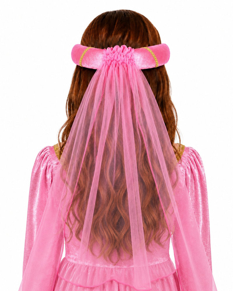 Mittelalter Haarband "Rosalin" mit Schleier für Mädchen | Pink
