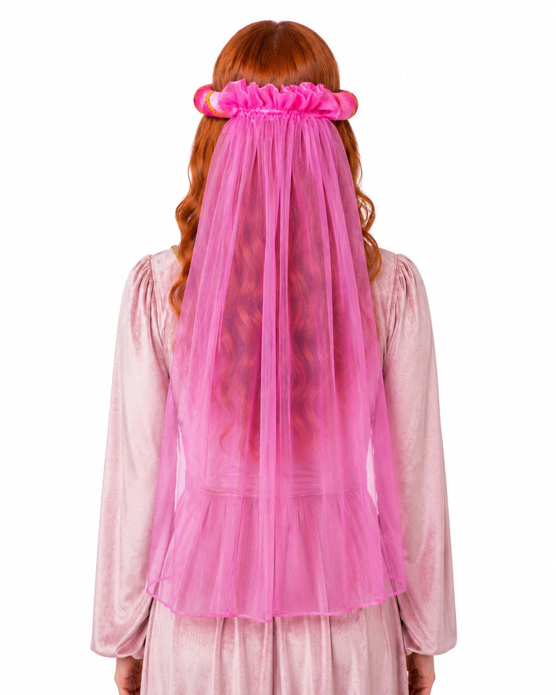 Mittelalter Haarband "Rosalin" mit Schleier für Damen | Pink