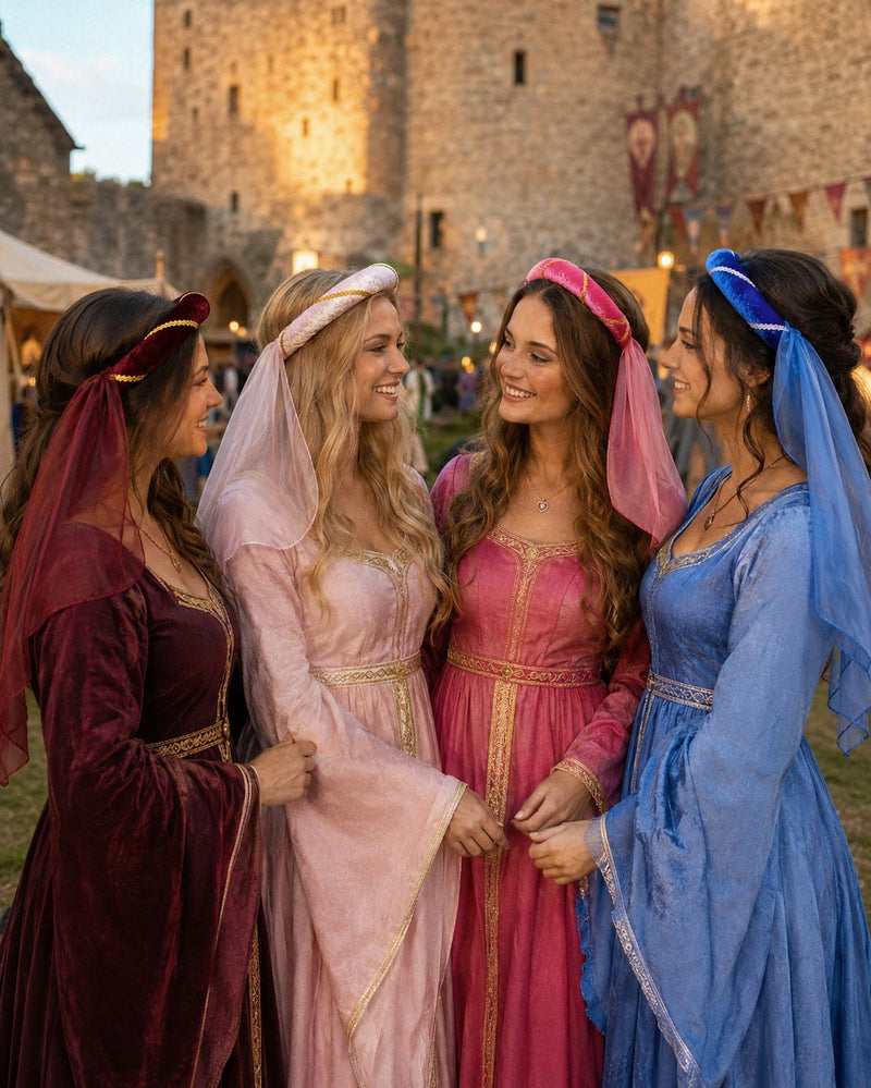 Mittelalter Haarband „Helena“ für Damen | Pink Gold mit Schleier