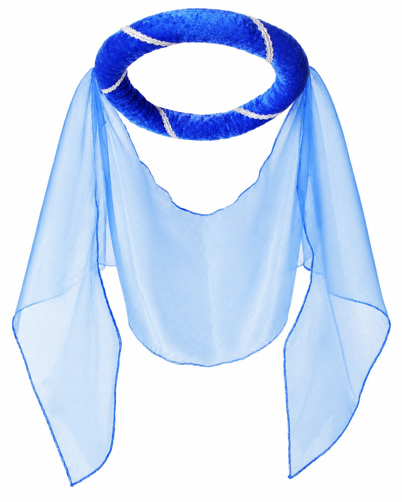 Mittelalter Haarband „Helena“ für Mädchen | Blau-Silber mit Schleier