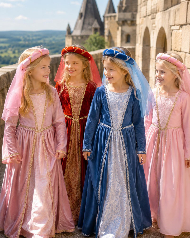 Mittelalter Haarband „Helena“ für Mädchen | Rosa Gold mit Schleier