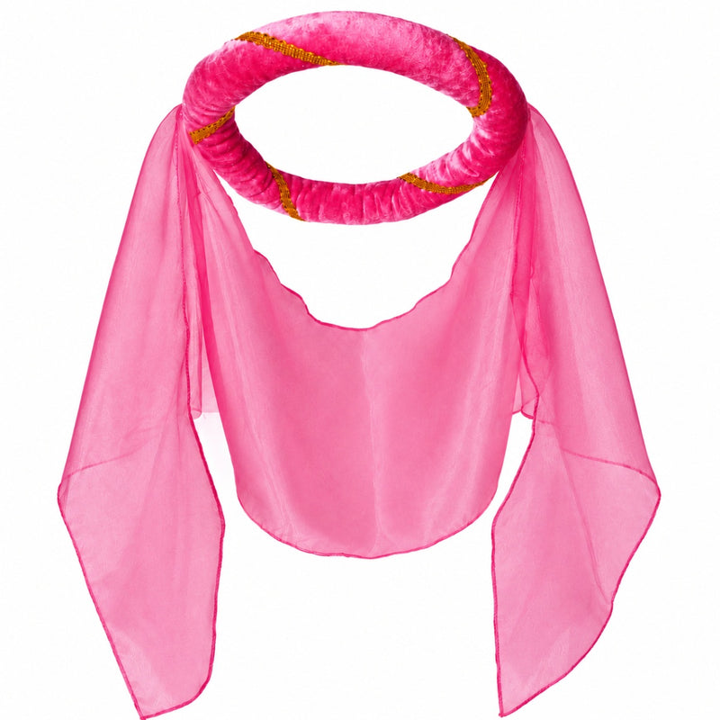 Mittelalter Haarband „Helena“ für Mädchen | Pink-Gold mit Schleier