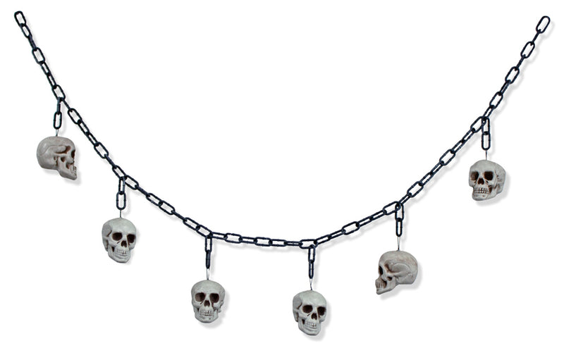 XL Totenkopf Girlande 177 cm – Halloween Deko mit 6 Schädeln