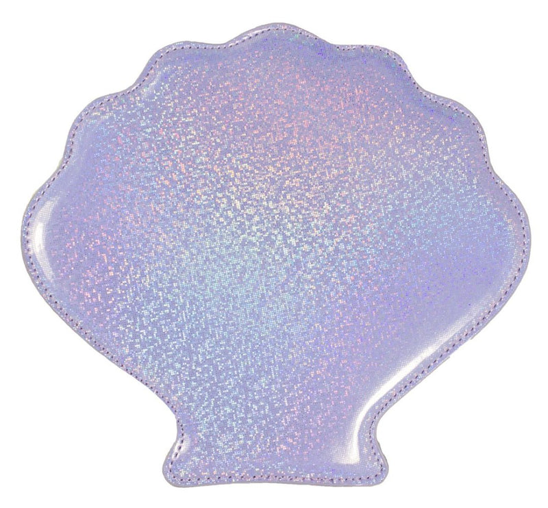 Hochwertige Glitzer Muschel Handtasche mit Schultergurt 21 cm | Flieder