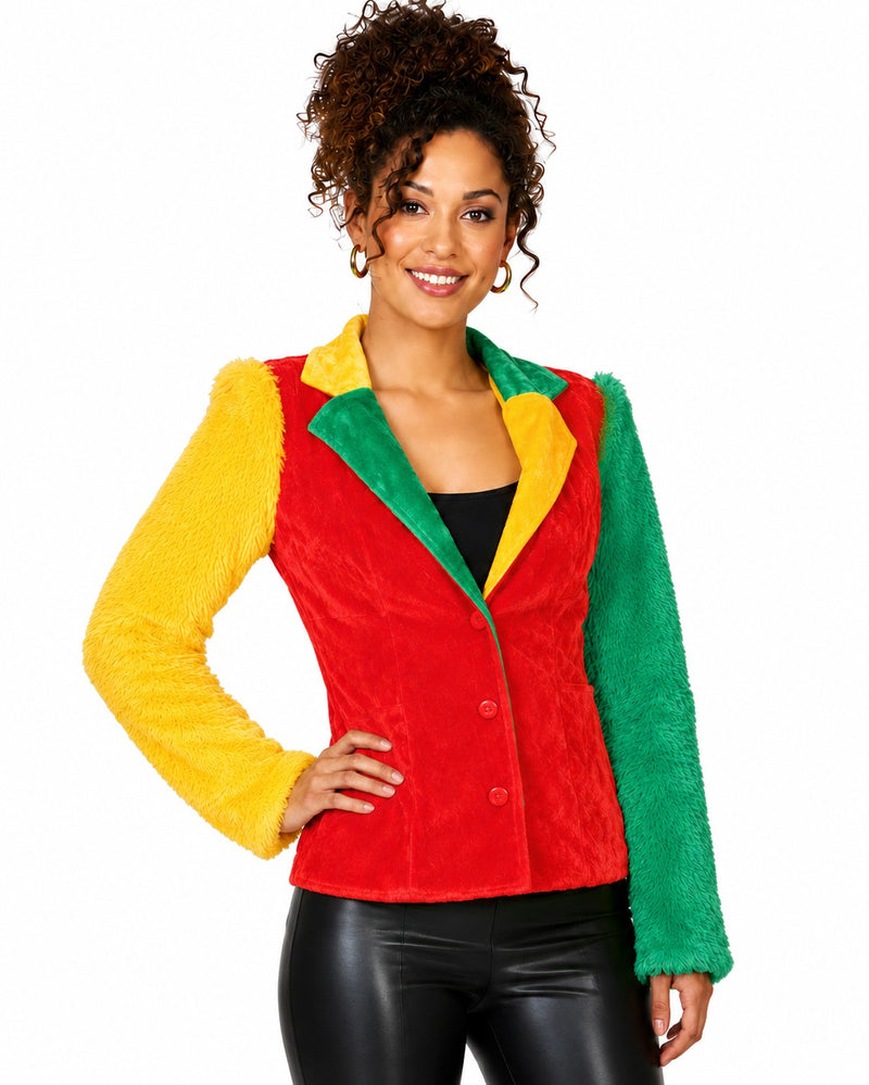 Hippie Jacke Grace in Plüsch-Optik für Damen - Mehrfarbig